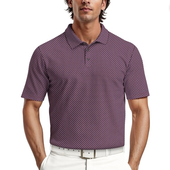 Ben Hogan Other - Ben Hogan Mens Performance Golf Polo Shirt NWT Allover Geo Print Burgundy Size S